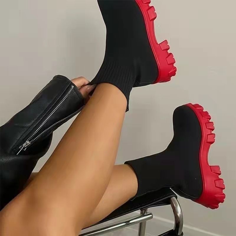 Stivaletti sportivi in tessuto volante da donna stivali da donna autunno e inverno nuovi stivali da donna indipendenti stazione di grandi dimensioni stivali calzini one-step_voghion.com