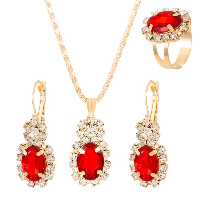 Set di gioielli alla moda e alla moda, temperamento intarsiato con diamanti, collana di zirconi, orecchini, combinazione di anelli,_voghion.com