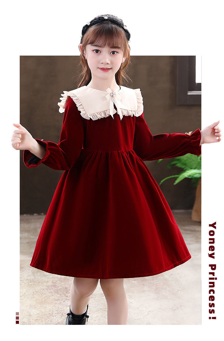 Abito da studentessa Abito primavera autunno e inverno Abito da principessa per bambina Tendenza per l'abito di Capodanno per bambini_voghion.com