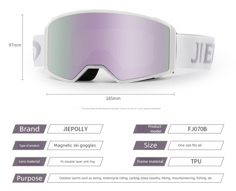 New Curved Magnetic Column Surface Glasses Double Layer Anti Fog Outdoor Men And Women Ski Goggles_voghion.com