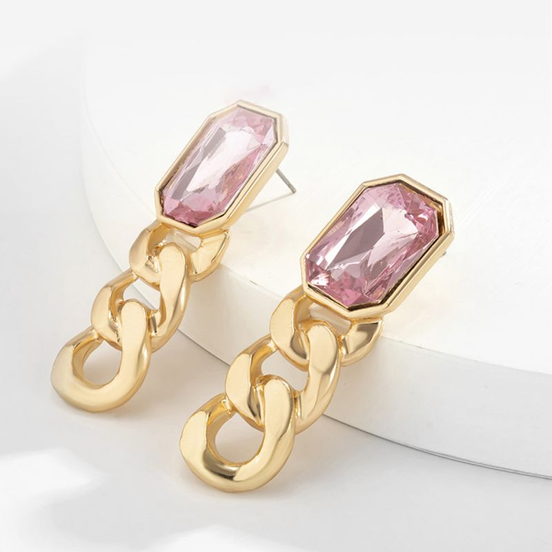 Yamaler 1 Paar baumelnde Quastenkette, quadratische Form, Kunstedelstein, hohle Ohrringe für Party_voghion.com