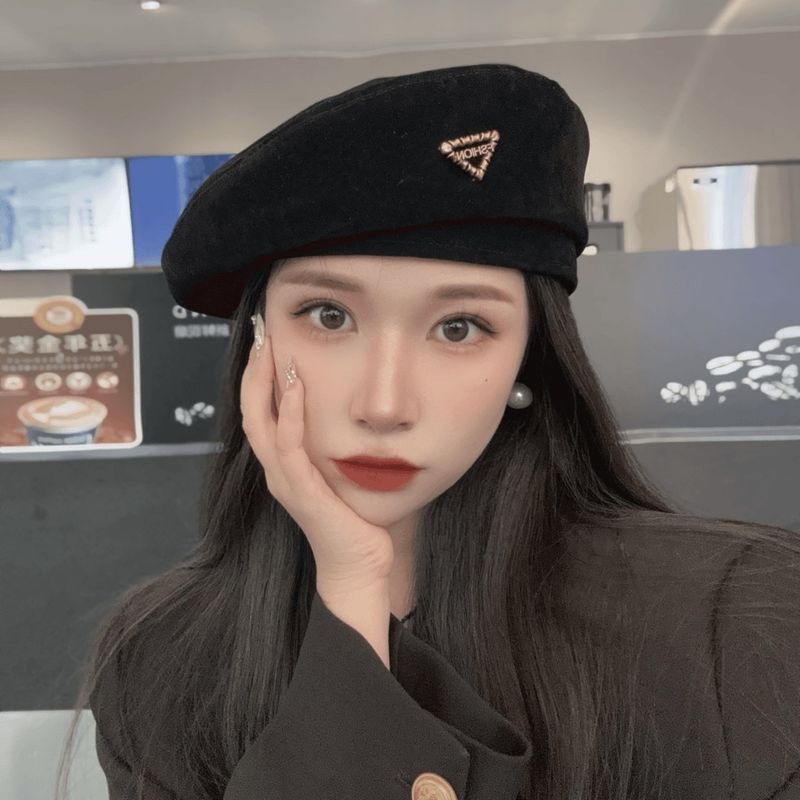 Herbst/Winter, neue vielseitige Baskenmütze für Damen, Gesichtsformung, kleiner Gesichtseffekt, koreanischer Stil, schlichtes Wildlederdesign,_voghion.com