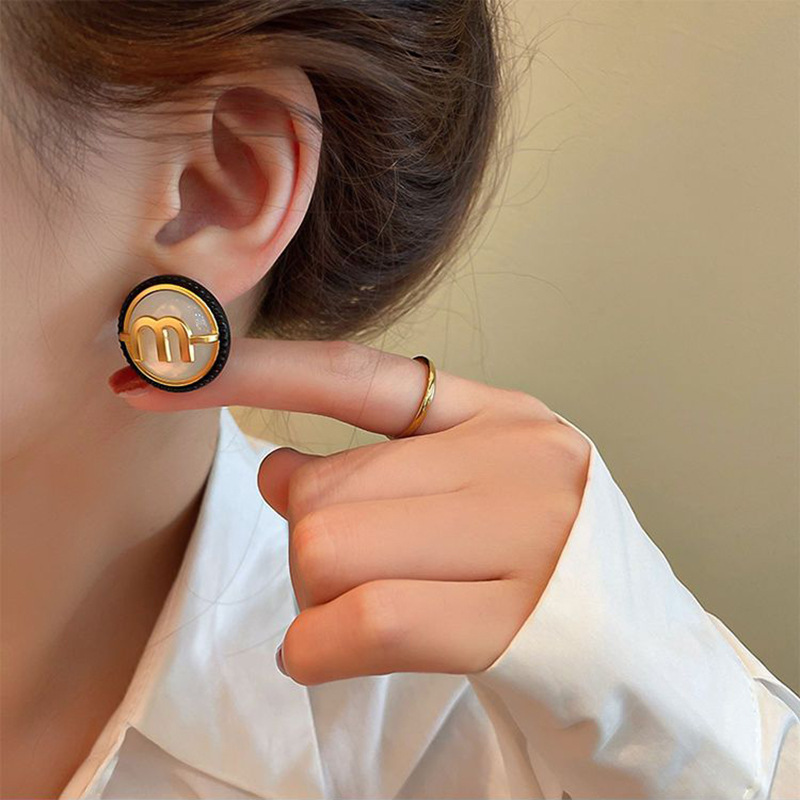 Vintage Elegant Letter M Geometric Opal Earrings for Women Girl S925 Silver Needle Jewelry Stud Party Gift_voghion.com