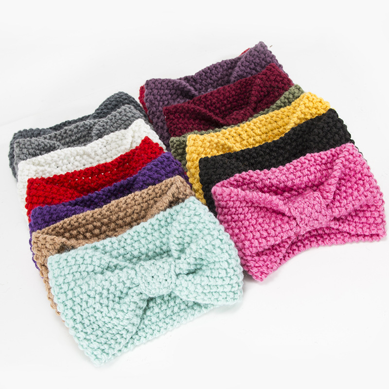 Fascia per maglione lavorata a maglia per accessori e fasce per capelli caldi con fiocco fatto a mano autunno inverno da donna_voghion.com