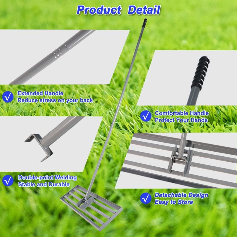 With 79.5 Leveling Duty Sand Lawn Golf Compost Farmland Heavy Tool Backyard Long Course Rake Handle Leveling Garden_voghion.com