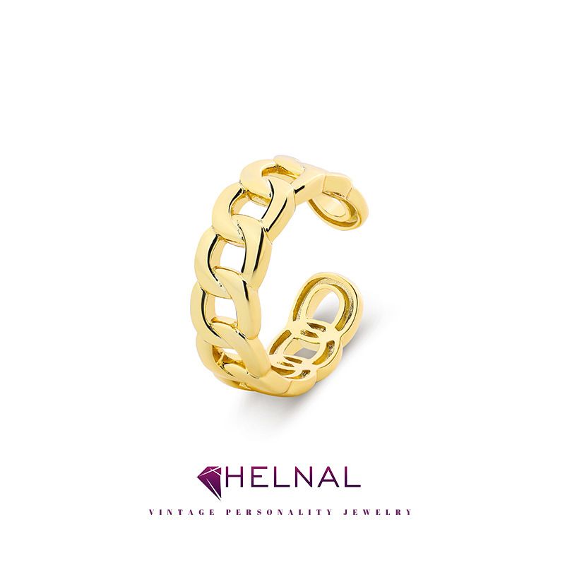 Hernay Personality Open Cuban Chain For Women Minimalist Style Stackable Ring Set_voghion.com