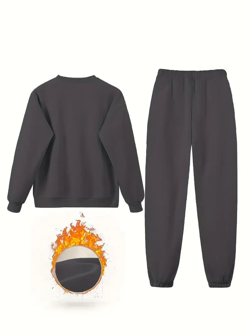 Women's Printed Two Piece Tracksuit, Long Sleeve Pullover Top And Drawstring Waist Pants, Casual Sportswear For Spring And Fall_voghion.com