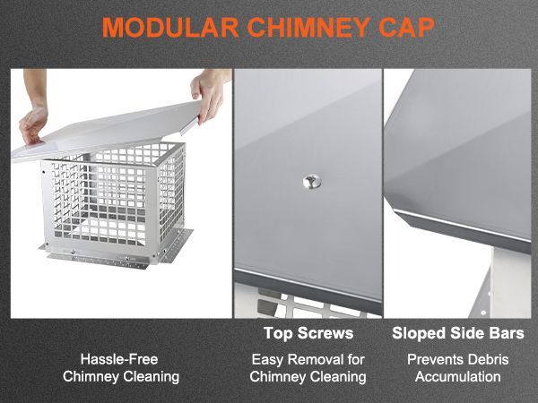 VEVOR Chimney Cap, 12 X 12 Inch, 304 Stainless Steel Fireplace Chimney Cover, Not Easily Toppled & Practical Accessories & Easy Installation, Fits Mesh Flue Covers Outside Clay Flue Shingles, Silver_voghion.com