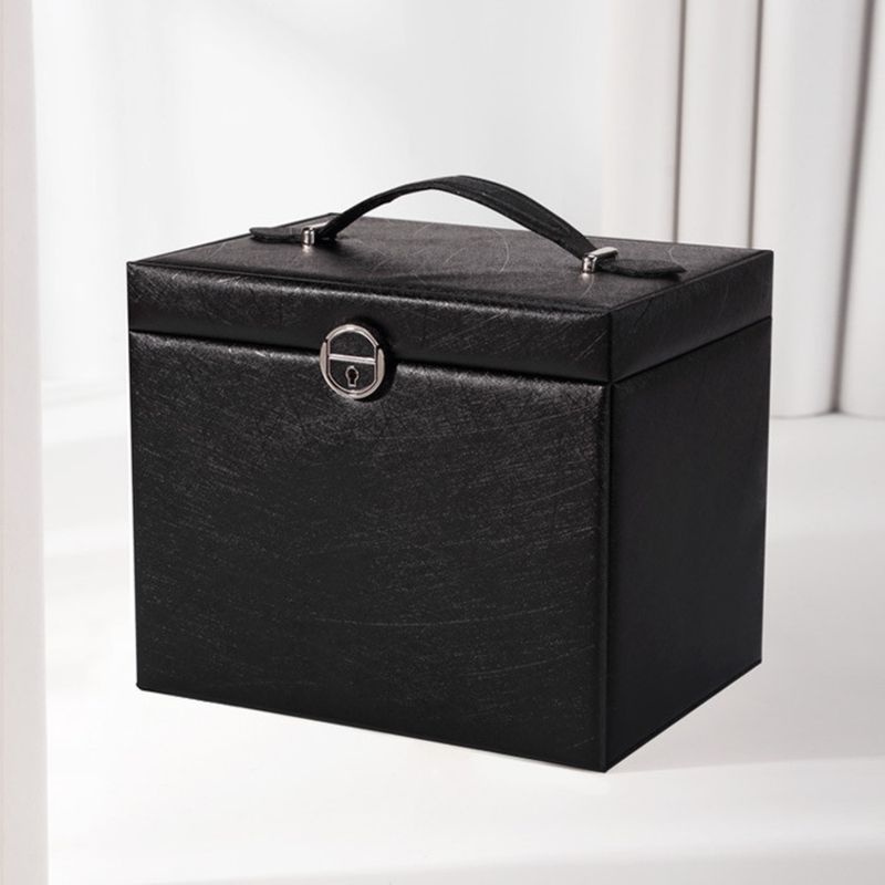 Large capacity five layer leather makeup box, multi-layer jewelry storage box_voghion.com