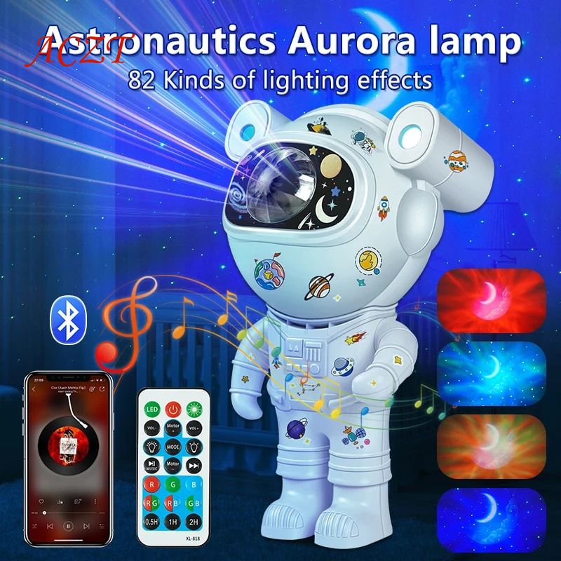 ACZT Star DIY Projector Night Light With Remote Control 360 Adjustable Design Astronaut Nebula Galaxy Lighting For Kids Room_voghion.com