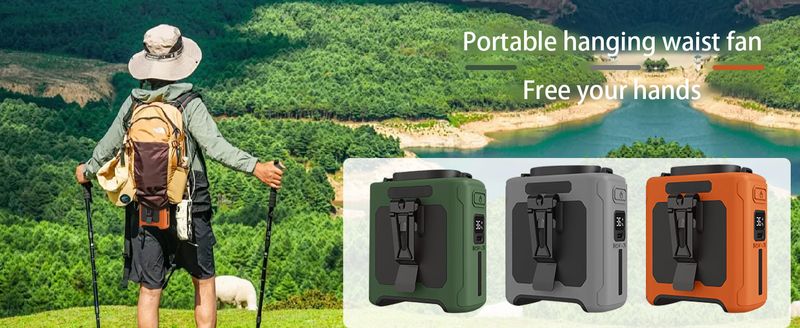 10000mAh Wearable Neck With SOS Light 40H Personal Air Cooler 5 Speeds Waist Fan For Outdoor Sport Travel Camping_voghion.com