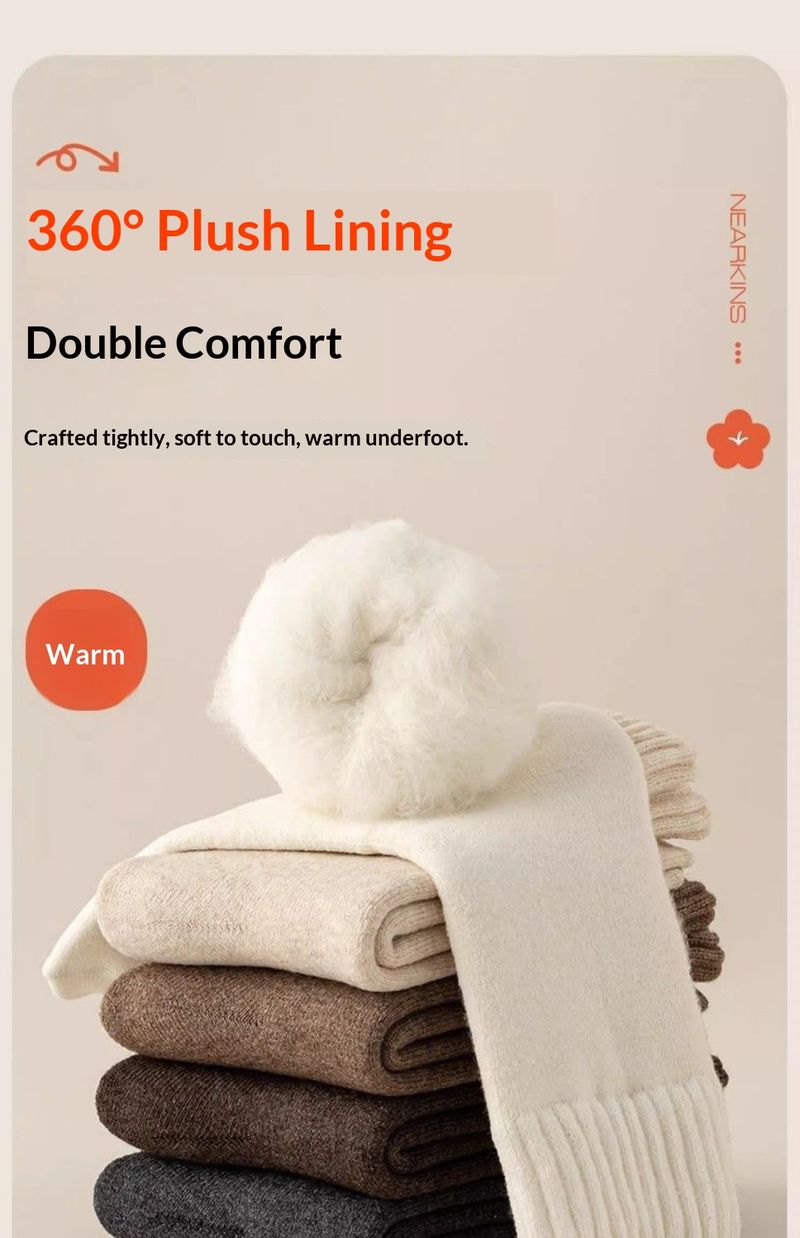 Wangjia Collection Automne 2025 Chaussettes mi-mollet épaisses pour homme, chaudes, brossées, absorbantes, anti-odeurs, couleur unie_voghion.com