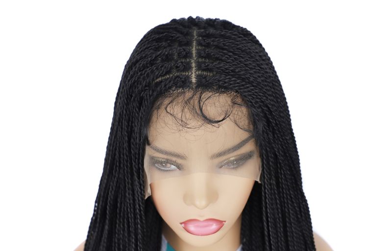 Juuksepikendused Parukad kahepaelaga keerutatud patsiga, lokkis parukas, sünteetiline esipitsiga parukas_voghion.com