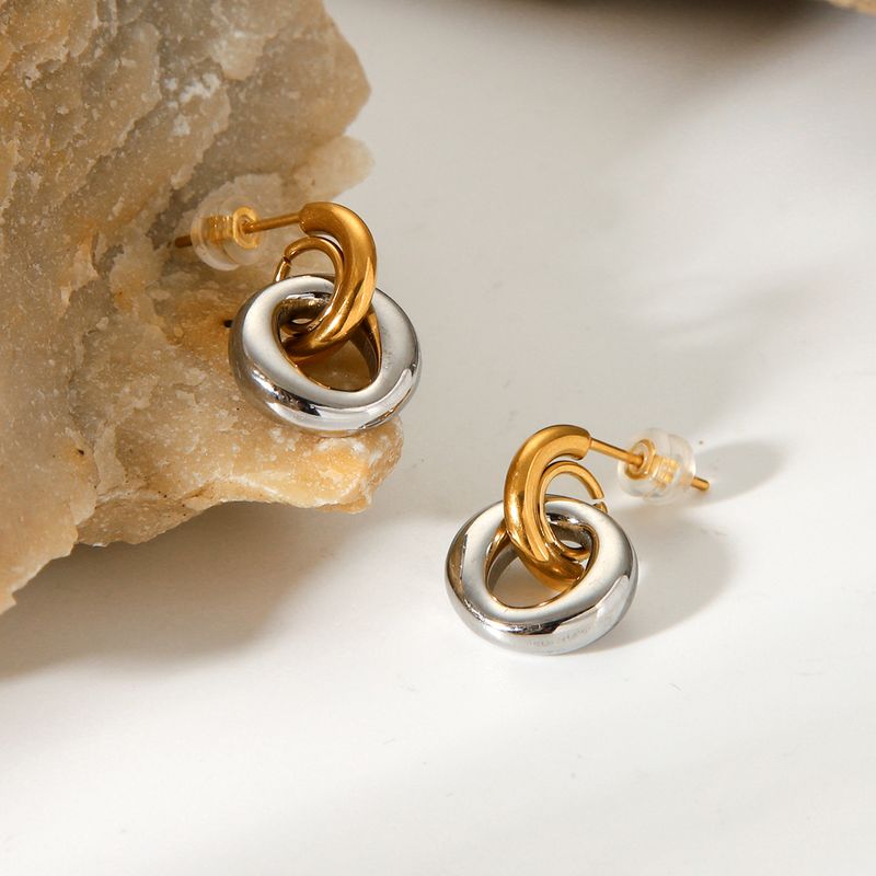 Orecchini pendenti rotondi da donna in acciaio inossidabile placcato oro, accessori per gioielli di moda, regalo_voghion.com