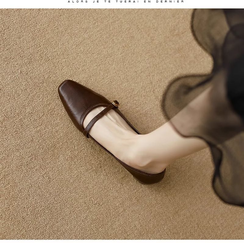 Fashion Mary Jane For Women, Flat 2025 Spring New High Sense Brown Soft Sole Shallow Mouth Women's Shoes, Low Heel_voghion.com
