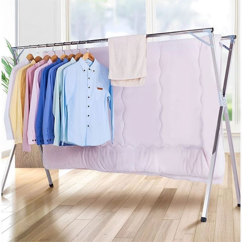 SOGA 2.4m Portable Standing Clothes Drying Rack Foldable Space-Saving Laundry Holder Indoor Outdoor_voghion.com