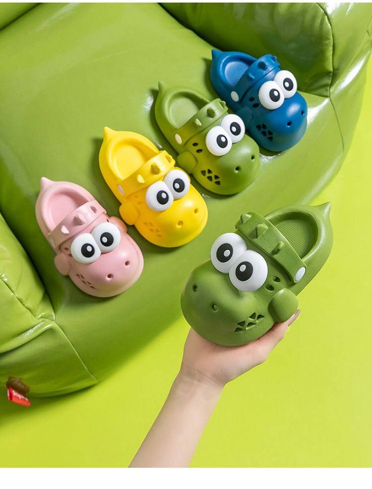 Chaussons dinosaures mignons pour enfants, intérieur et extérieur en été, sandales et pantoufles antidérapantes et résistantes à l'usure, chaussures à trous,_voghion.com