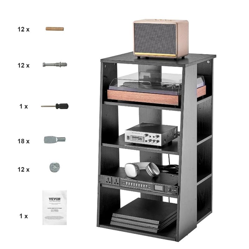 Per supporti AV, lettori multimediali, scatole, supporti di stoccaggio, supporti in legno, supporti audio-video e DVD, cavi, giochi, console regolabili in altezza, 5 livelli_voghion.com