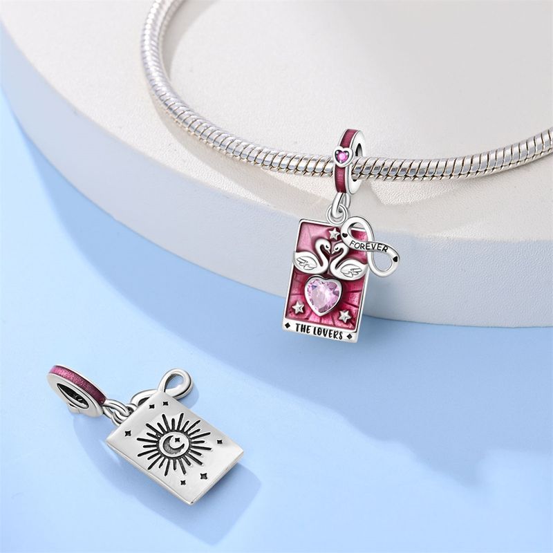 Gioielli da donna, ciondolo a forma di stella dei tarocchi, luna e clessidra, perline fai da te, accessori per gioielli, bracciale in argento placcato in rame_voghion.com
