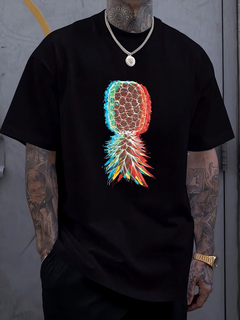 Camiseta de piña al revés, estilo swinger, estilo vaporwave, unisex, elástica, elegante, de diseñador para verano, ropa de calle, ligeramente versátil._voghion.com