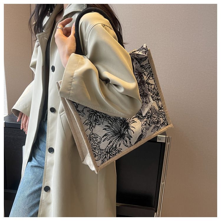 Damentaschen High-End-Canvas-Tasche mit großer Kapazität Neue Mode Pendler-Einkaufstasche Ins Hand-Schulter-Einkaufstasche_voghion.com