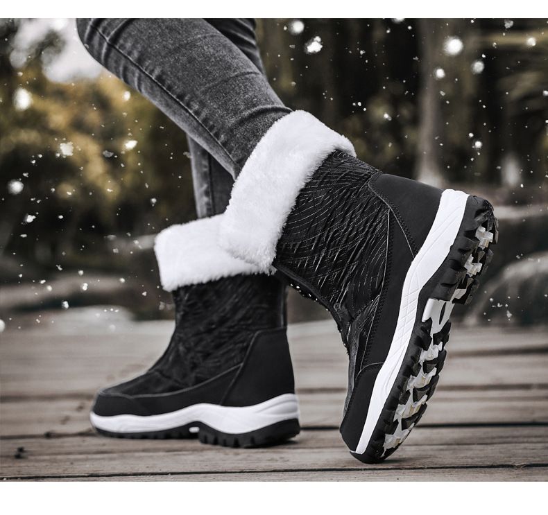 Wasserdichte Schneestiefel für Damen mit Fleecefutter – warme, rutschfeste High-Top-Schuhe für den Winter bei kaltem Wetter_voghion.com