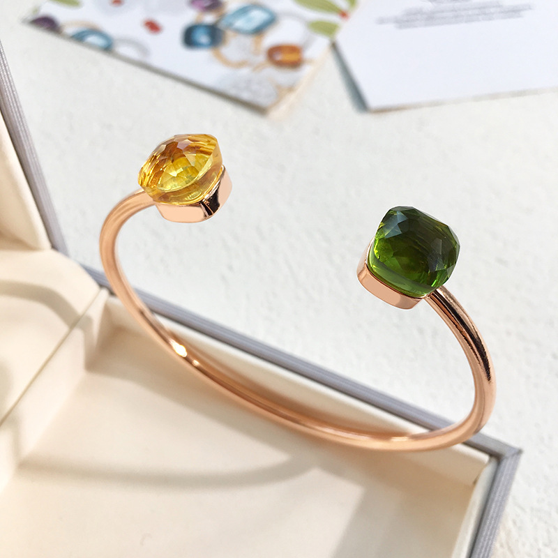 Set di gioielli da donna, moda, nazionali ed esteri, gioielli auto-progettati, gemme, bracciale aperto color caramella, gioielli con design di nicchia_voghion.com