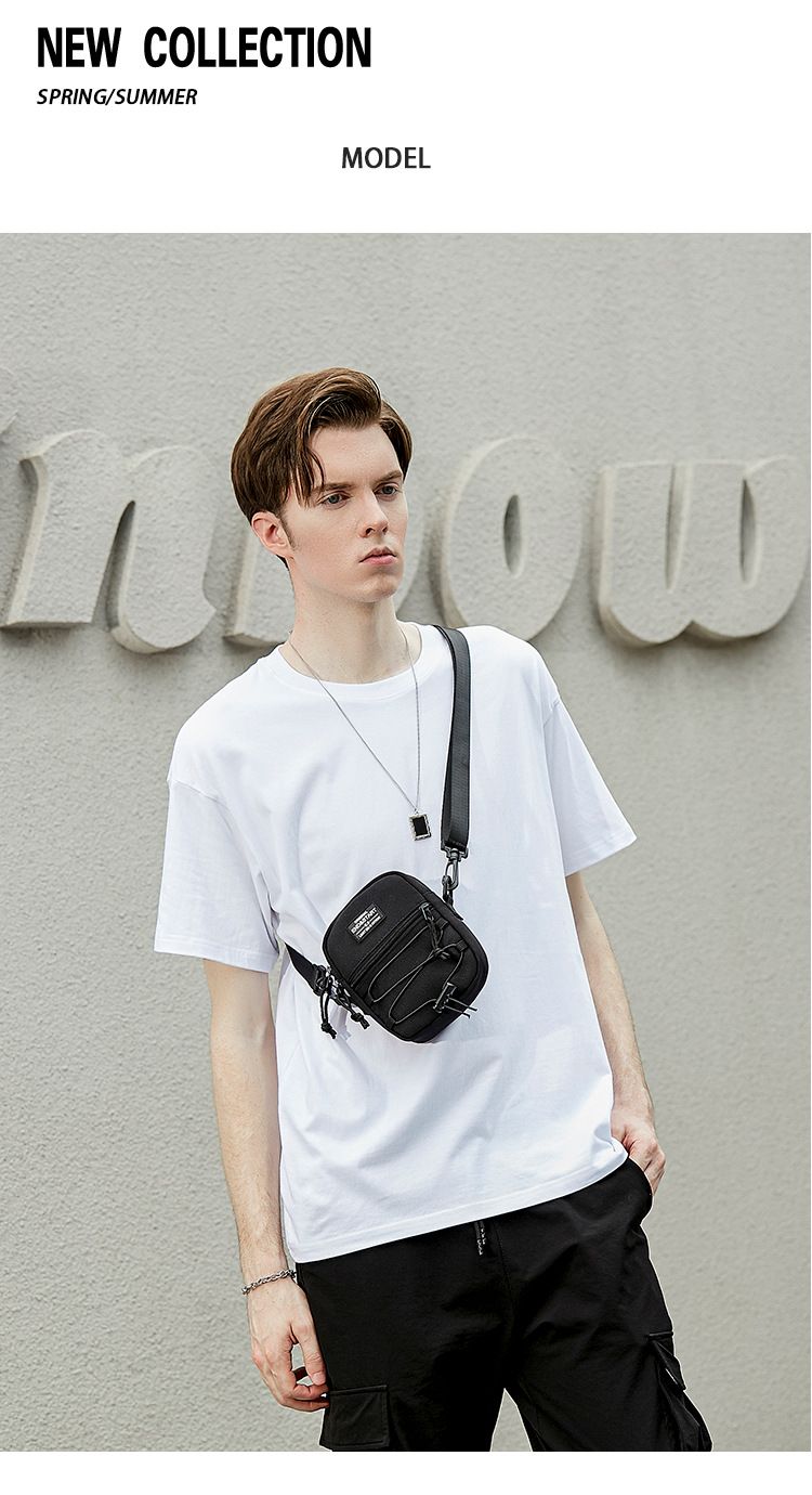 Men's Small Satchel Trendy Brand Mobile Phone Messenger Bag Ins Function Diagonal Straddle Backpack Casual Multi-functional Shoulder Bag_voghion.com