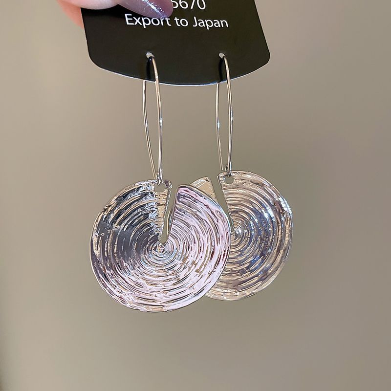 Ganci pendenti con texture rotonda, orecchini in metallo semplici ed eleganti, design di nicchia, gioielli per le orecchie da donna_voghion.com