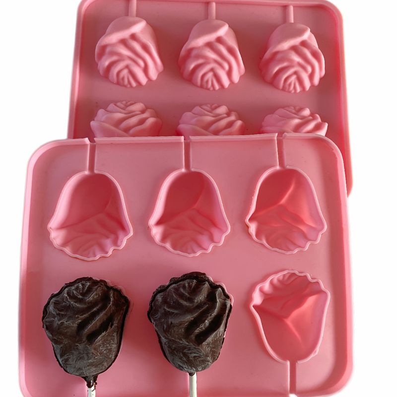 Lot de 2 moules en silicone antiadhésifs en forme de rose 3D pour la cuisson de gâteaux et de desserts, résistants aux hautes températures, décorations de chocolat pour la Saint-Valentin_voghion.com