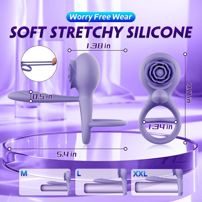 Anello di blocco dello sperma Purple Rose con vibrazione e ricarica tramite APP, telecomando wireless, masturbatore femminile, giocattoli sessuali per adulti_voghion.com