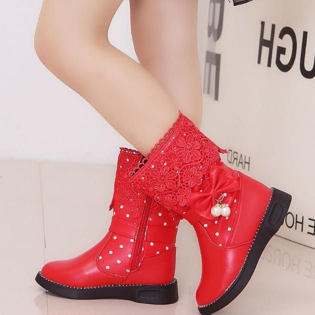 Scarpe invernali da bambina, stile coreano, con lacci, in cotone spesso, per bambini, modello Snow 18, stivali da studente_voghion.com