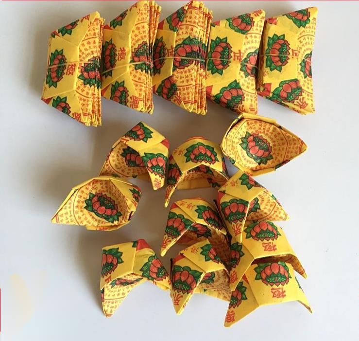 Lotus Yuanbao für das Leben nach dem Tod, Anbetungsbedarf, Geld, Fünf-Sieben-Tempel-Altarmünzen, Grabanbetung, brennendes Papier,_voghion.com