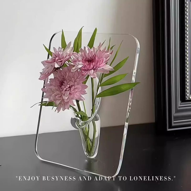 Creative Art Acrylic Photo Frame Vase Hydroponic Flower Arrangement Transparent Vase Office Homestay Decoration Ornaments_voghion.com