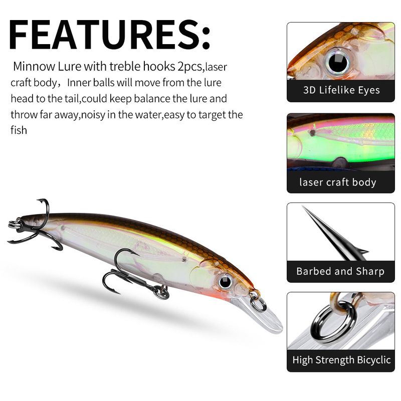 Submerged Lua 9cm 11cm Luminous Bionic Plastic Hard Fishing Bait Long Casting Floating Minnow_voghion.com