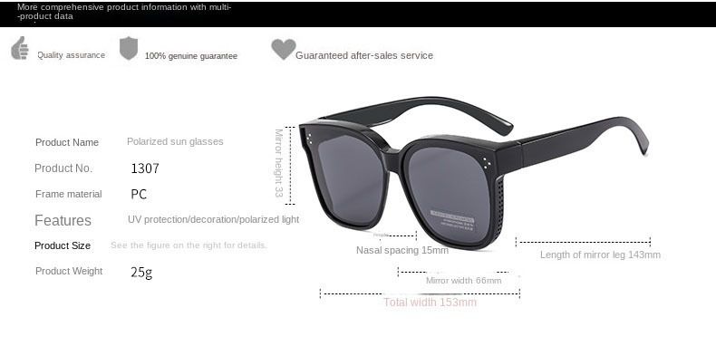 Unisex-set med spegelmyopi-solglasögon Herrmode Fyrkantiga polariserade UV-skyddande solglasögon för bilkörning Damglasögon med stora bågar_voghion.com