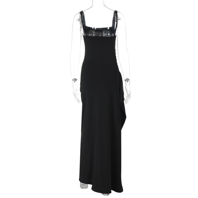 Dammekleeder Oweskleed Laang Rock Summer Moud Sexy Hosenträger Récklos Kleed mat héije Schlitzer_voghion.com