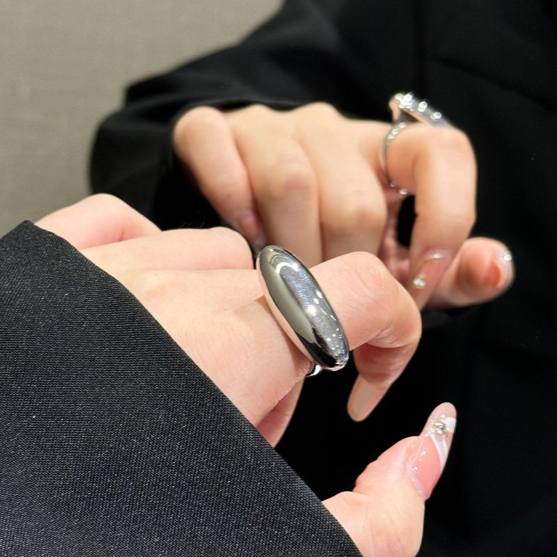 fashion geometric oval ring female glossy design exaggerated open index finger ring ring_voghion.com