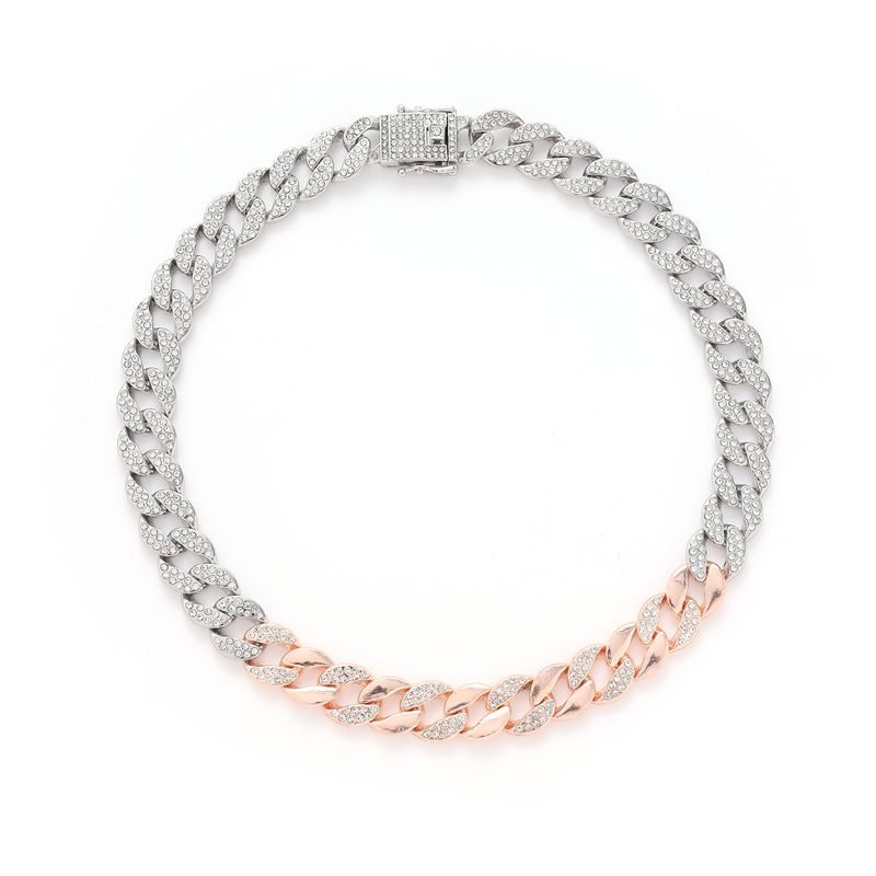 Nuova lega hip-hop Hiphop di alta qualità color blocking 15mm collana alla moda a catena cubana_voghion.com