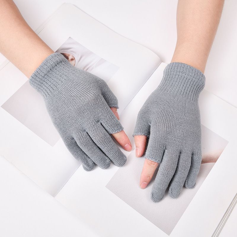 Guanti invernali caldi da uomo Boy Boy, touchscreen, neri, due dita scoperte, scrittura studentesca, ciclismo, lavoro, semplici ed eleganti,_voghion.com