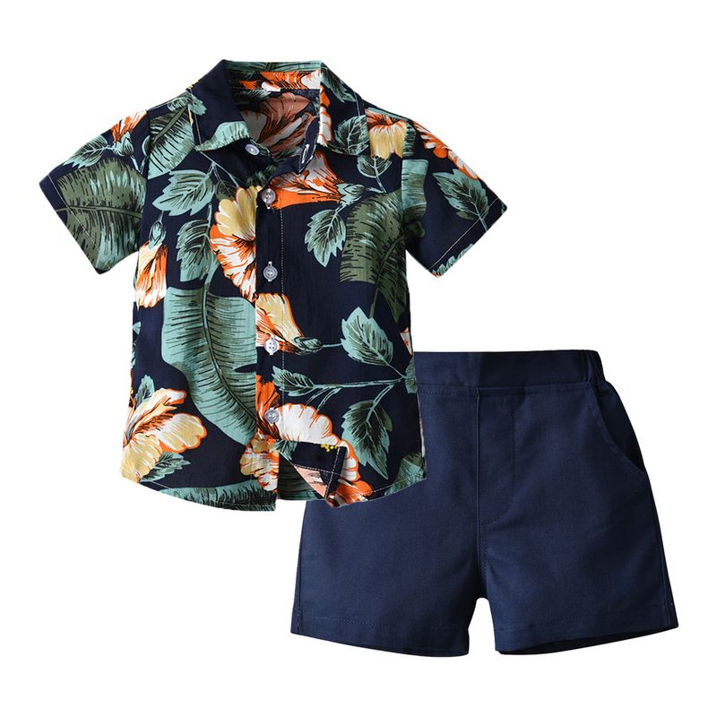 Vêtements pour enfants, vêtements pour enfants, garçons, shorts à manches courtes imprimés, vêtements pour enfants en deux pièces, ensemble pour bébé_voghion.com