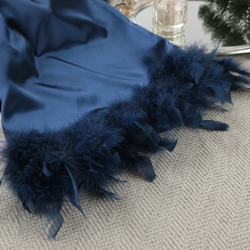 Women's Sleepwears New Underwear Shorts Nightgown Three Piece Set Silk Home Clothes Spring Satin Feather Pajamas_voghion.com