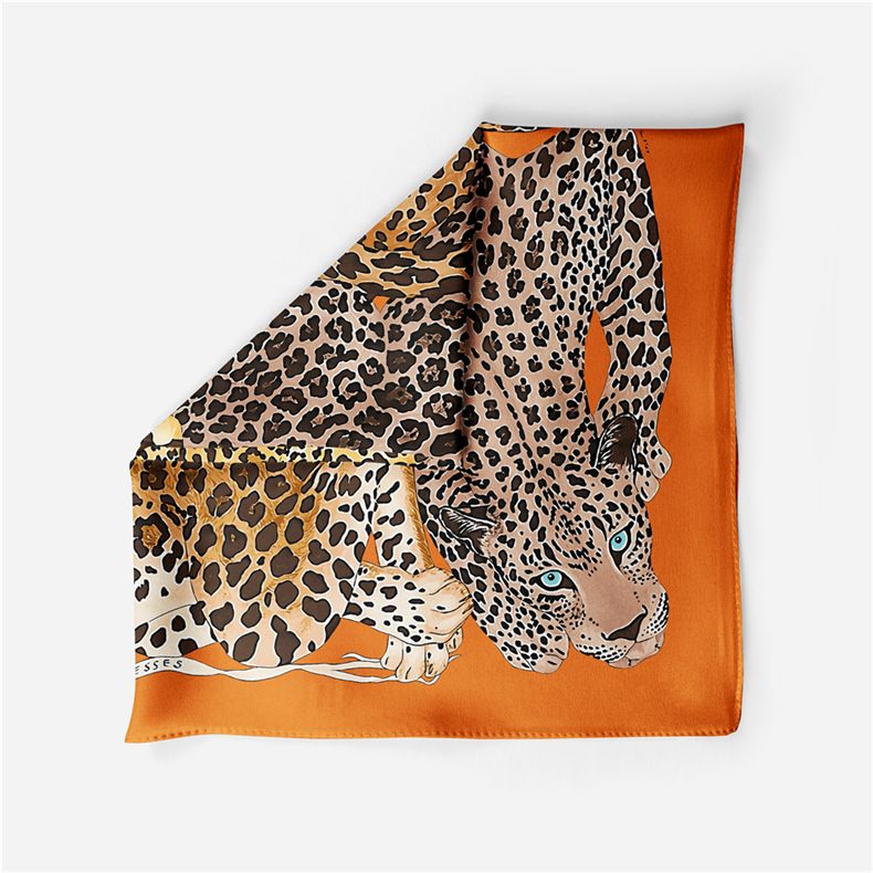 Korean version of leopard print dance performance female cartoon animal cheetah small square tourism scarf_voghion.com