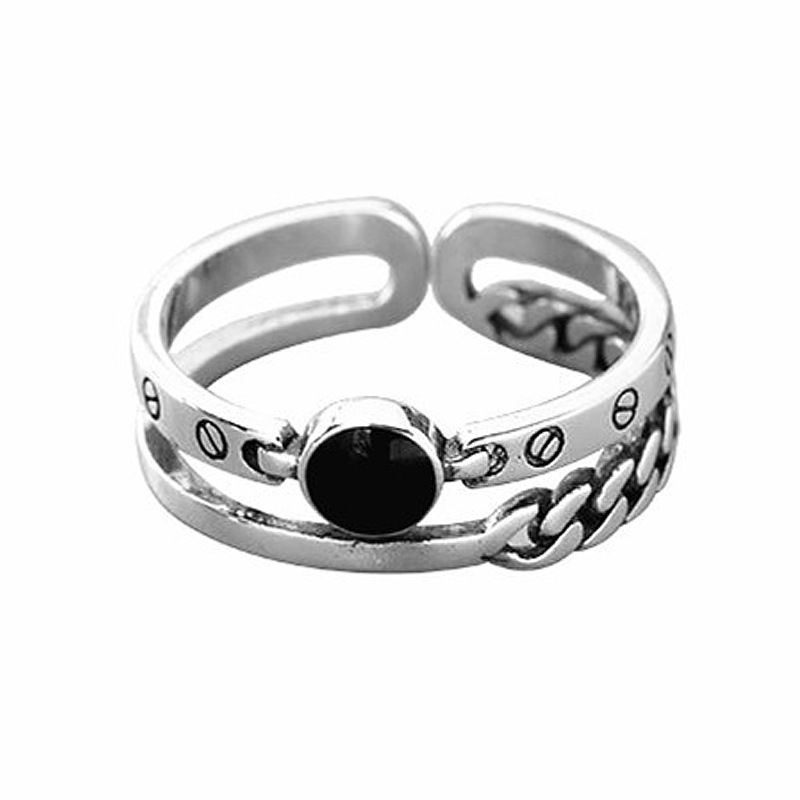 Anelli per il mignolo geometrici alla moda, in resina nera, stile unisex, combinazione creativa_voghion.com