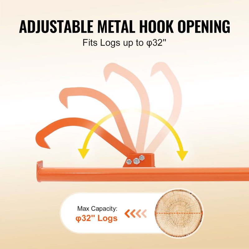 VEVOR Cant Hook Tool 59 In Heavy Duty Steel Log Roller Forestry Logging Tools_voghion.com