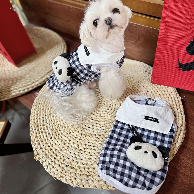 25 Frühling Sommer Neue Plaid Weste Unisex Haustier Kleidung Hund Katze Universal Stil Mit Panda Plüsch Spielzeug_voghion.com