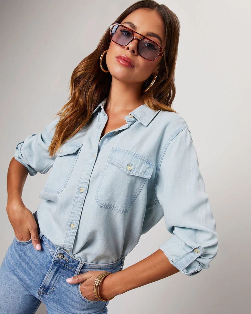Denim de manga larga para mujer, informal, con solapa, un solo pecho, otoño_voghion.com