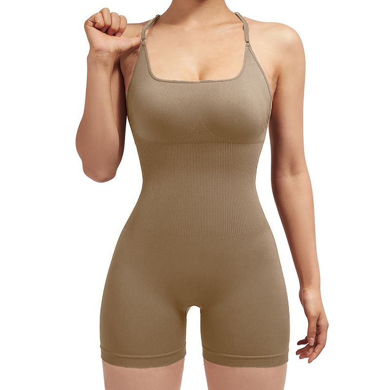 LazyZoom - Conjunto de ropa deportiva de yoga de secado rápido, sin espalda, para fitness, de alta gama, para verano_voghion.com