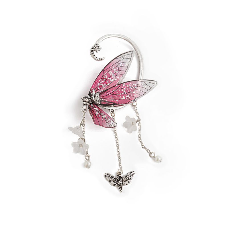 Orecchini a farfalla con nappa, elfo della foresta, senza piercing, con clip per l'orecchio, fiori a farfalla, nappa, orecchini lunghi con polsino per l'orecchio, gioielli, regali per donne e ragazze_voghion.com