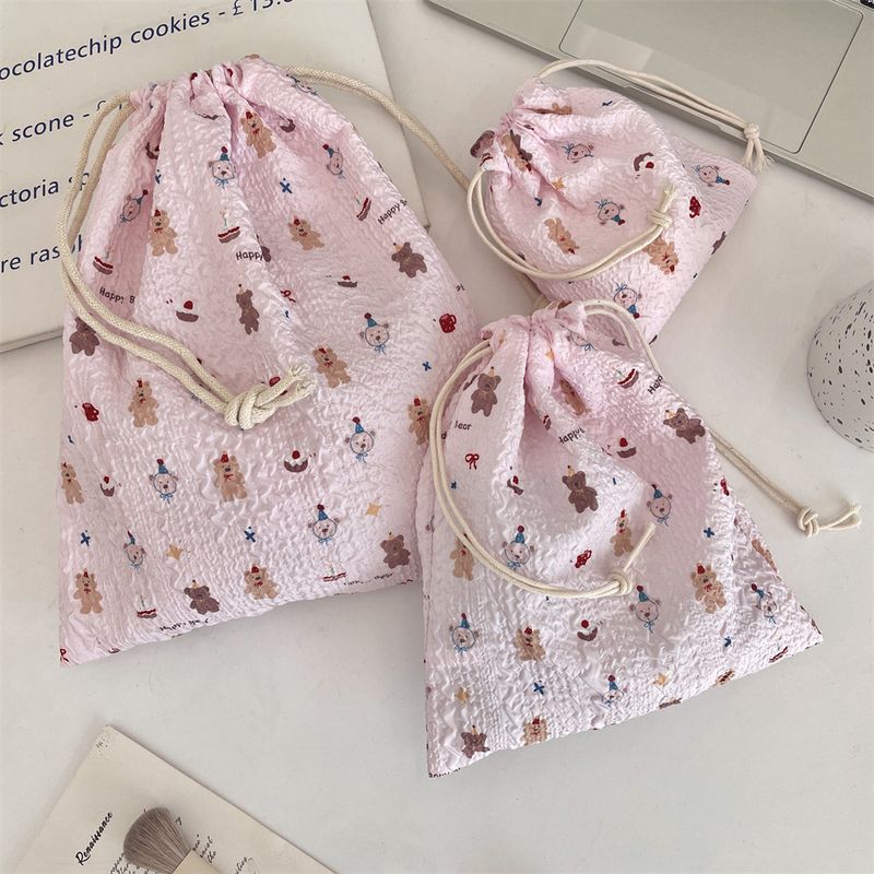 48151【Copyright Model】Cartoon Drawstring Student Storage Lipstick Makeup Bag Portable Three-Piece Set_voghion.com